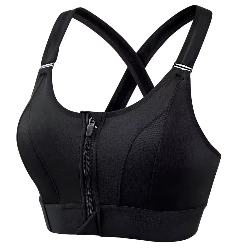 Adjustable Front Zipper Sports Bra