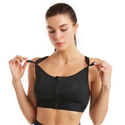 Adjustable Front Zipper Sports Bra